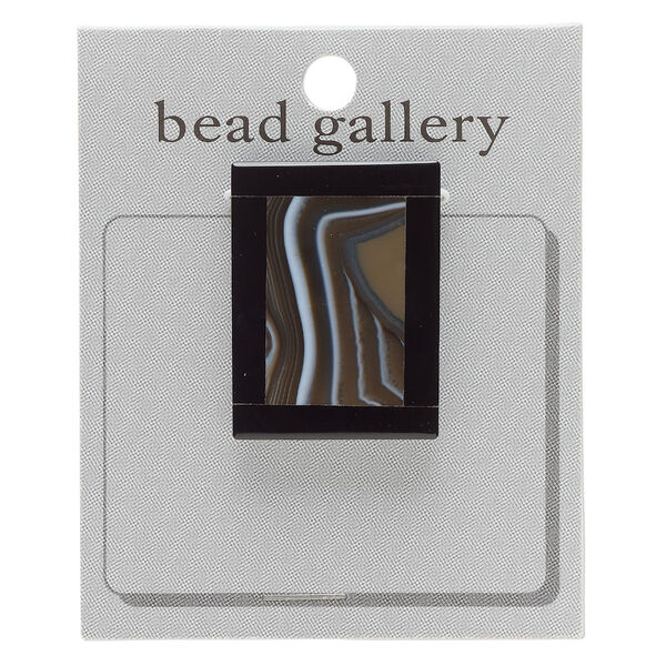 Focal, banded black onyx (dyed/assembled), 40x30mm rectangle, Mohs hardness 6-1/2 to 7. Sold individually. image number 0