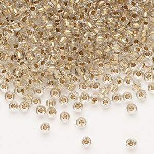 Seed bead, Preciosa Ornela Czech glass, pkg/500g, #8 rocaille, transparent metallic bronze-lined clear, (68106).