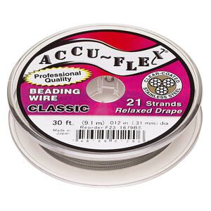 Beading wire, Accu-Flex®, nylon and stainless steel, clear, 21 strand, 0.012-inch diameter. Sold per 30-foot spool.