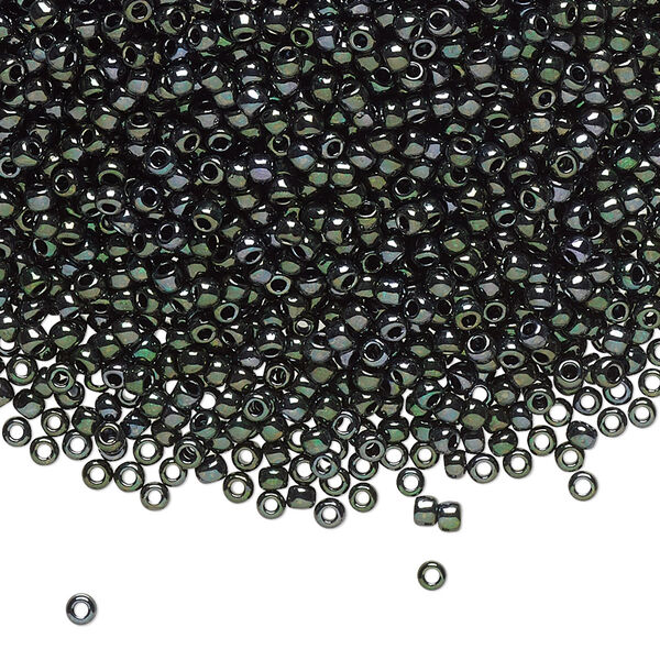 Seed bead, TOHO BEADS®, glass, pkg/250g, #11 round, opaque metallic moss (TR-11-89). image number 0