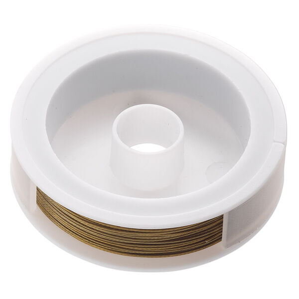 Beading wire, Tigertail™, nylon-coated stainless steel, gold, 7 strand, 0.024-inch diameter. Sold per 100-foot spool. image number 0