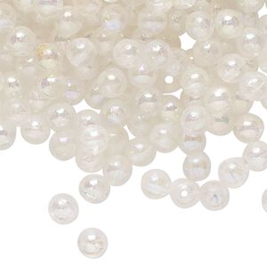 Bead, acrylic, translucent rainbow clear, 5mm round. Sold per 2-ounce pkg, approximately 1040 beads.