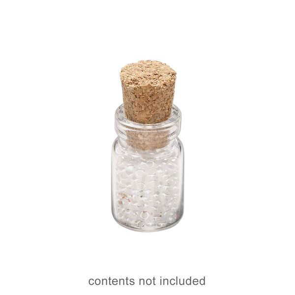 Component, glass and cork, clear, 18x11mm bottle with cork top and 6.5mm opening. Sold per pkg of 100. image number 0