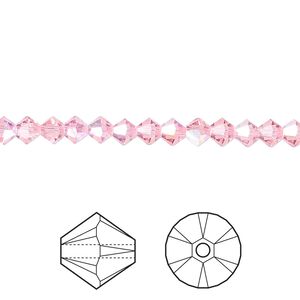 Bead 48pk light rose AB, Crystal Passions® 4mm bicone 5328