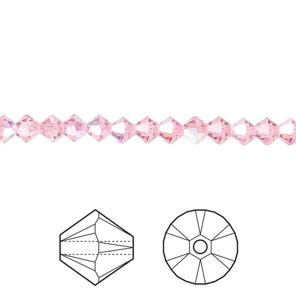Bead 48pk light rose AB, Crystal Passions® 4mm bicone 5328 image number 0