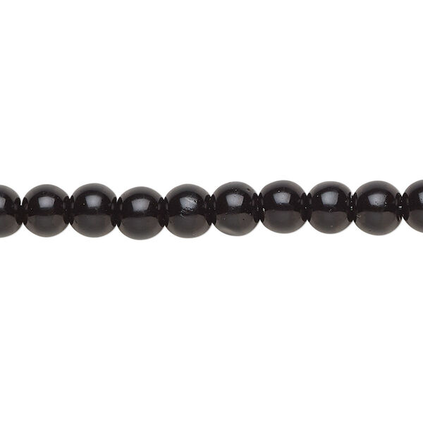 Bead, crystal pearl, black, 6mm round. Sold per pkg of (2) 15-1/2" to 16" strands, approximately 130 beads. image number 0