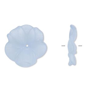 Component, acrylic, frosted light blue, 31x6mm flower. Sold per pkg of 6.