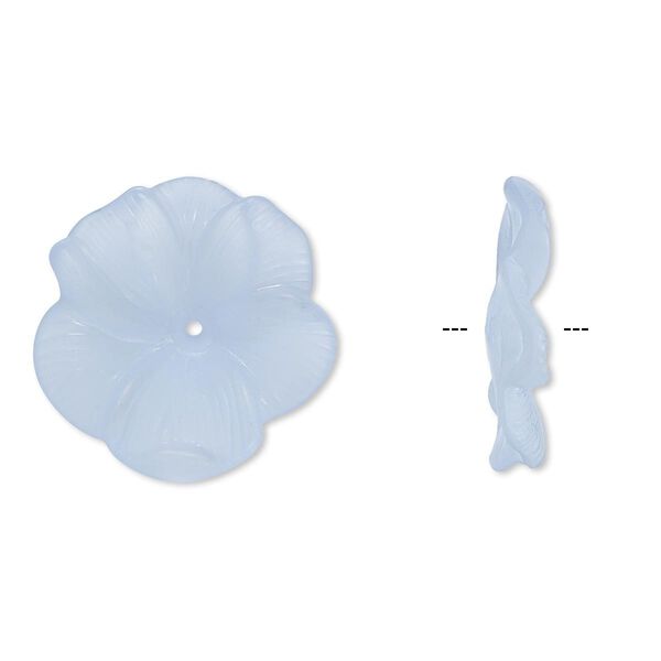 Component, acrylic, frosted light blue, 31x6mm flower. Sold per pkg of 6. image number 0