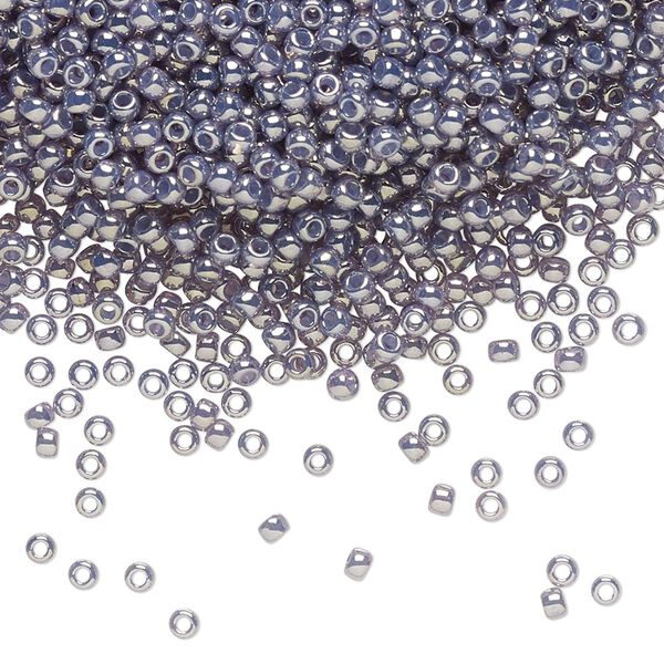 Seed bead, TOHO BEADS®, glass, pkg/50g, #11 round, opaque gold luster pale wisteria (TR-11-455). image number 0