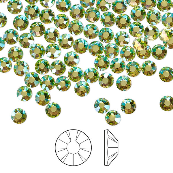 Flat back 144pk limecicle AB foil back, Preciosa MAXIMA Czech crystal hotfix rhinestone 3.8-4mm chaton rose round SS16 image number 0