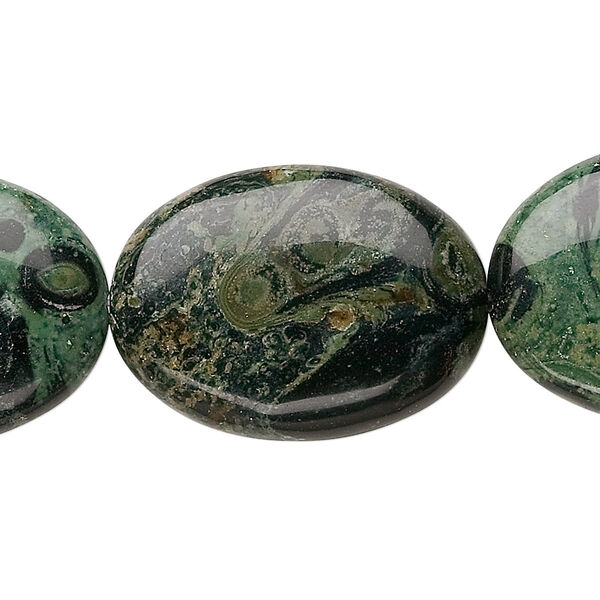 Bead, kambaba jasper (natural), 30x22mm flat oval, B grade, Mohs hardness 6-1/2 to 7. Sold per 8-inch strand, approximately 5 beads. image number 0