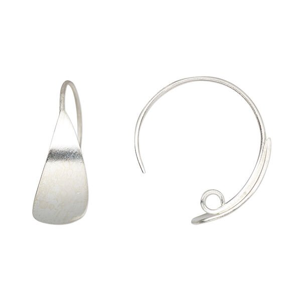 Ear wire, sterling silver, 20mm with 17x8mm teardrop and loop, 20 gauge. Sold per pair. image number 0