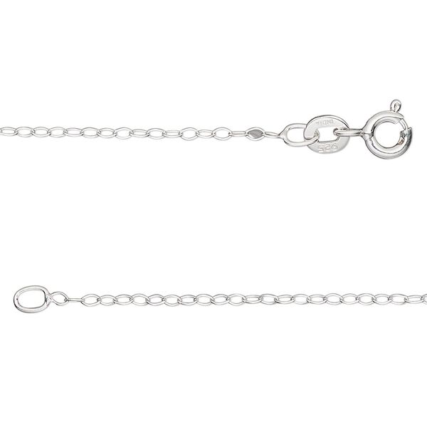 Chain, Gossamer™, sterling silver, 1.2mm cable, 20 inches with springring clasp. Sold individually. image number 0