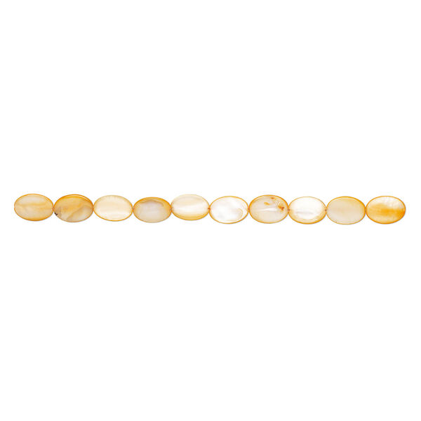 Mother-of-pearl shell 1pkg1, puffed oval bead 15 inch orange 24x17mm-25x18mm image number 1