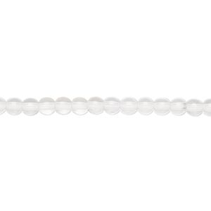 Bead, Czech glass druk, transparent clear, 4mm round. Sold per 15-1/2" to 16" strand.