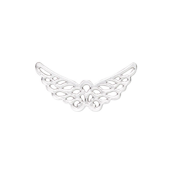 Charm, silver-finished steel, 25x12mm wing with cutout. Sold per pkg of 10. image number 0