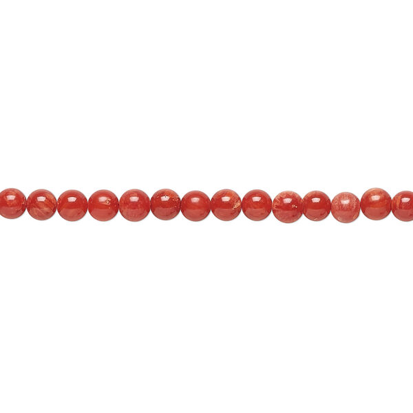Bead, bamboo coral (dyed), red, 2-3mm round, C grade, Mohs hardness 3-1/2 to 4. Sold per 15-inch strand. image number 0