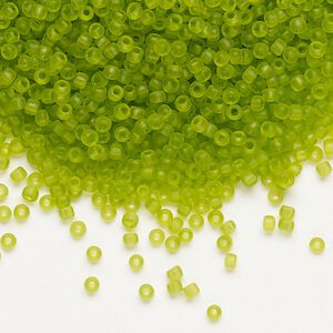 Seed bead, Dyna-Mites™, glass, pkg/40g, #11 round, translucent matte light green, (18MA 11/0 RR).