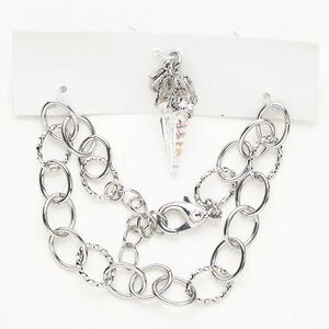 Chain finding assortment brass / crystal 1pkg2 8.5mm mixes sizes shapes antique silver finish / patina / clear AB