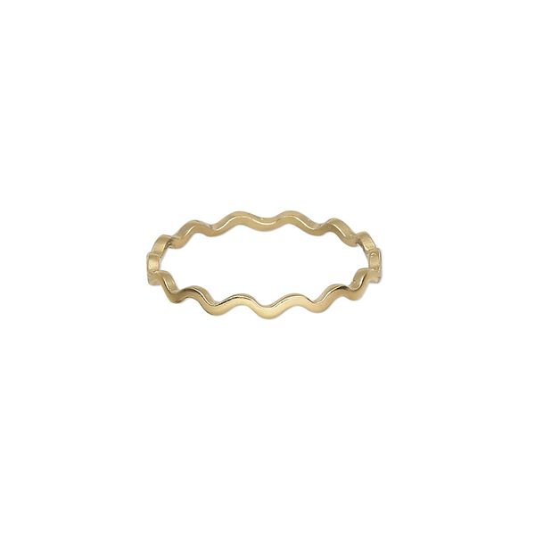 Ring, Create Compliments®, gold-plated sterling silver, 2mm wide textured wavy, size 7. Sold individually. image number 0