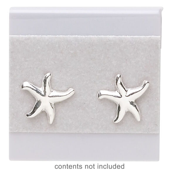 Earring card. flocked plastic, grey, 1x1-inch square. Sold per pkg of 100. image number 1