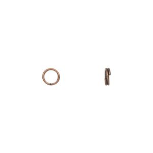 Split ring, antique copper-finished steel, 5mm round with 3.7mm inside diameter. Sold per pkg of 100.