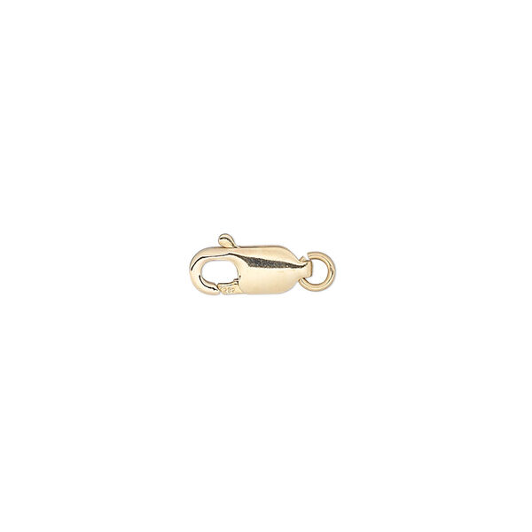 Clasp, lobster claw, 14Kt gold, 10x5mm with jump ring. Sold individually. image number 0