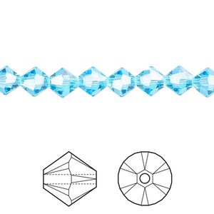 Bead 24pk aquamarine, Crystal Passions® 6mm bicone 5328