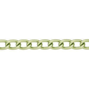 Chain 1pkg1 curb, 5mm, aluminum / anodized green 5 foot unfinished