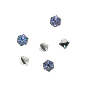 Flat back 6pk crystal heliotrope, Preciosa Czech crystal rhinestone 4mm cube