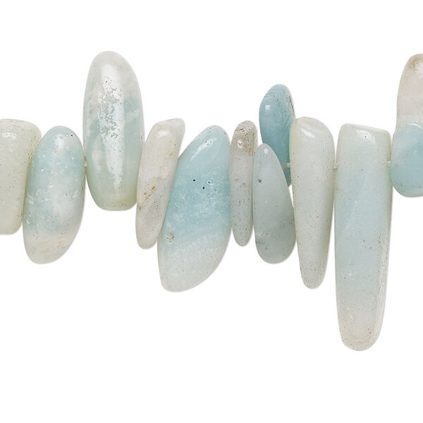 Bead, amazonite (natural), extra-large top-drilled Hawaiian chip, Mohs hardness 6 to 6-1/2. Sold per 15-1/2" to 16" strand. image number 0