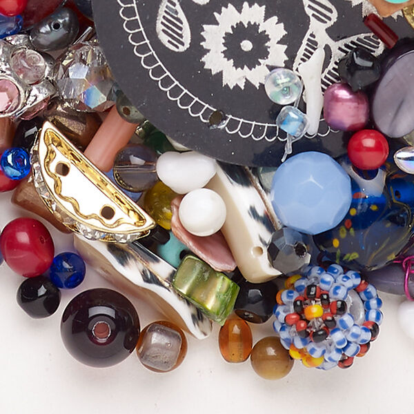 Bead finding focal mix "pewter" zinc-based alloy steel acrylic mixed gemstone glass 1pk 3-50mm mixed shapes, gold finish silver finish mixed colors natural bleached dyed 8 ounce image number 0