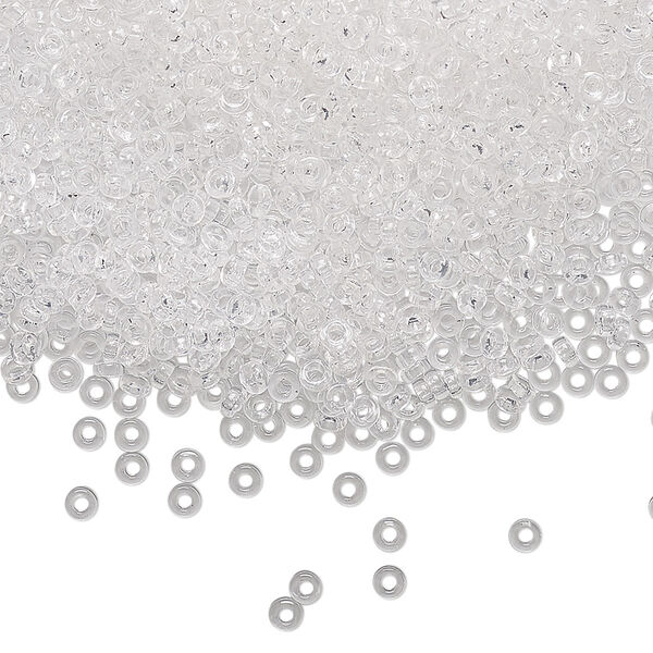 Seed bead, Miyuki, glass, pkg/250g, 2.2x1mm spacer rondelle, transparent clear, (SPR2.2-131). image number 0