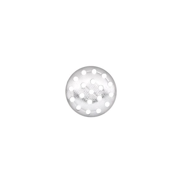 Component, silver-plated aluminum, 13mm perforated disc. Sold per pkg of 10. image number 0