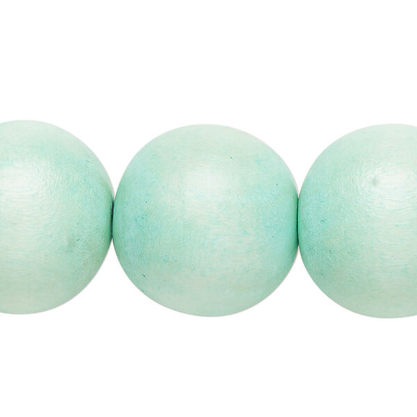 Bead, Taiwanese cheesewood (dyed / waxed), sea foam, 19-20mm round. Sold per 15-1/2" to 16" strand. image number 0