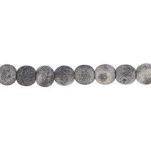 Bead, horn (natural), matte, 6mm round. Sold per 15-1/2" to 16" strand, approximately 60 beads.