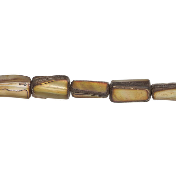 Mother-of-pearl shell 1pkg1, stick bead 15 inch bronze 9x5mm-11x7mm image number 0