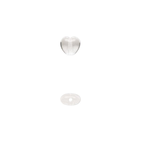 Bead, Czech pressed glass, clear, 6.5x6mm heart. Sold per 15-1/2" to 16" strand, approximately 65 beads. image number 0