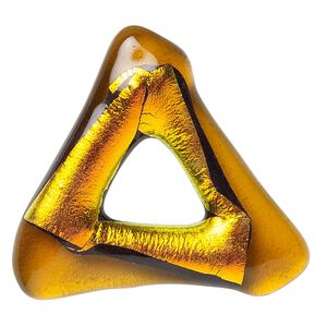 Focal, Paula Radke, dichroic glass, amber / orange / black, 41x41x40mm open triangle. Sold individually.
