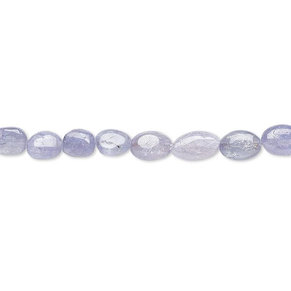 Bead, tanzanite (heated), 4x3mm-10x6mm graduated hand-cut puffed oval, C grade, Mohs hardness 6 to 7. Sold per 15" to 16" strand. image number 0