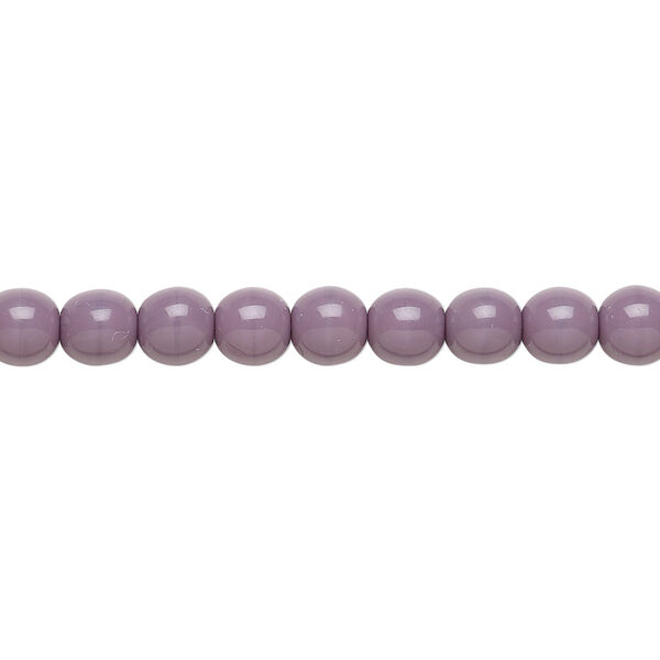 Bead, Czech glass druk, opaque purple, 6mm round. Sold per 15-1/2" to 16" strand, approximately 65 beads. image number 0