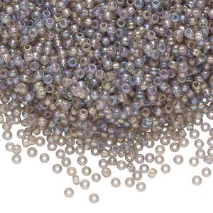 Seed bead, Preciosa Ornela Czech glass, pkg/50g, #11 rocaille, translucent solgel dyed rainbow grey, (41141).