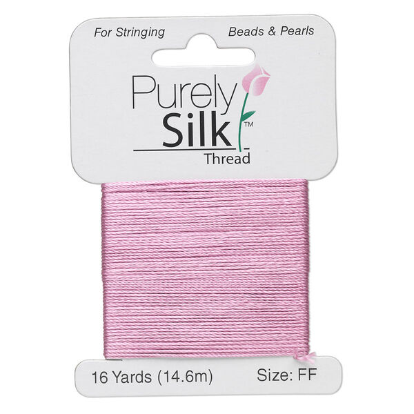 Thread, Purely Silk™, strawberry pink, size FF. Sold per 16-yard card. image number 0