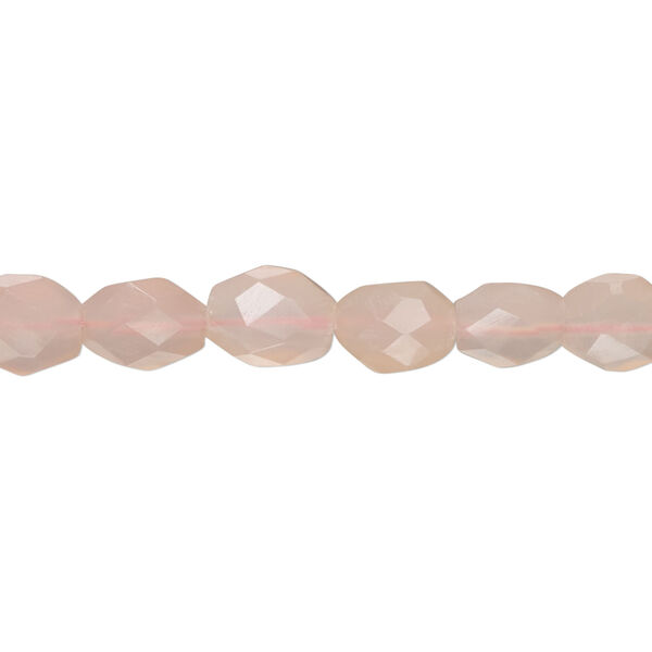 Pink chalcedony 1pkg1, hand-cut faceted puffed oval bead, 13 inch 7x6mm-9x7mm image number 0
