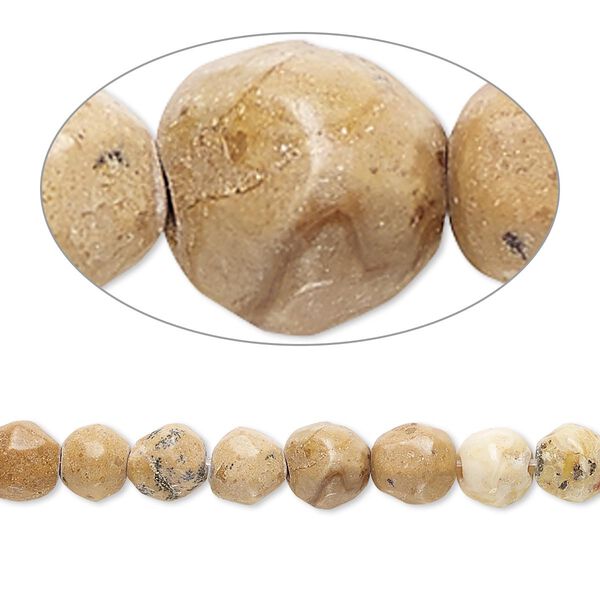 Bead, grain stone (natural), 6-7mm hand-faceted round, C grade, Mohs hardness 3. Sold per 8-inch strand. image number 0