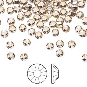 Flat back 144pk crystal honey foil back, Preciosa Viva 12® Czech crystal rhinestone 3.8-4mm chaton rose round SS16