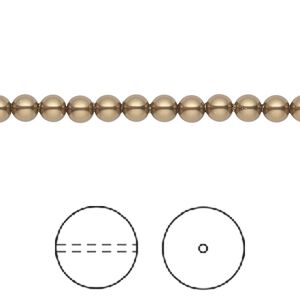Pearl 500pk antique brass, Swarovski® 4mm round 5810