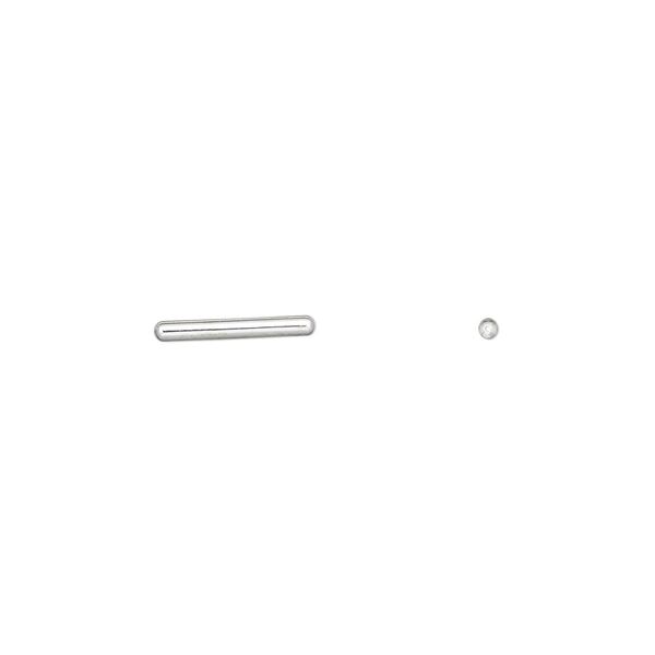 Bead, silver-plated brass, 11x1.5mm tube. Sold per pkg of 100. image number 0