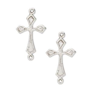 Link, sterling silver, 19x14mm cross. Sold per pkg of 2.