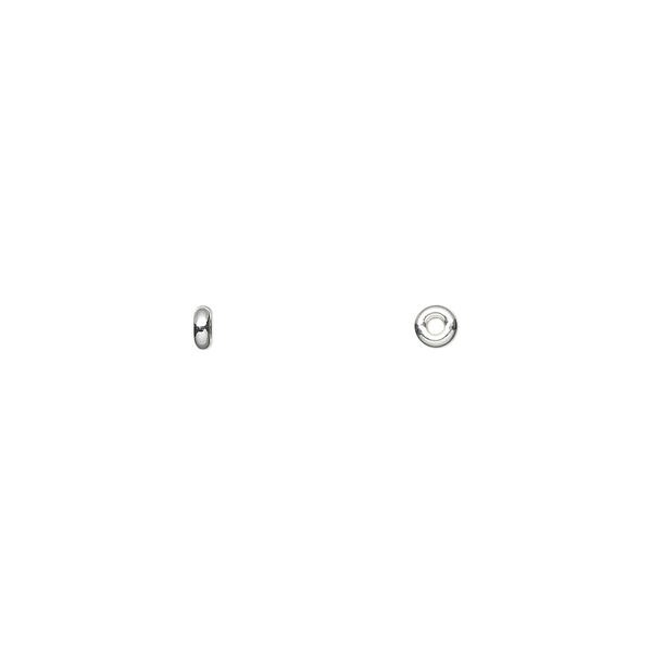 Bead, sterling silver, 3x1mm flat rondelle. Sold per pkg of 4. image number 0